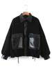 Damen Schwarz Jacke Umlegekragen Langarm Polyester Winterjacke