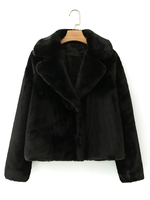 Damen Schwarz Jacke Umlegekragen Polyester Langarm Winterjacke