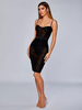 Damen schwarze Spitzenkleider Träger Hals ärmellose Polyester Spitze sexy Cami Kleider