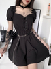 Damen Schwarzes Gothic Kleid Schatz Schnür Gothic Polyester Retro Kleid