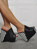 Damen Sexy High Heel Sandalen Schwarz PU Leder Wedge Heel Sexy Schuhe