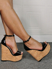 Damen Sexy Sandalen Schwarz PU Leder Open Toe Wedge Heel Sexy Schuhe