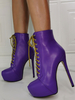 Damen Sexy Stiefel Runde Zehen Stiletto Absatz Lila Oberschenkel Hohe Stiefel Sexy Schuhe