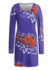 Damen Shift Kleider Lila Jewel Neck Polyester Printed Modern Tube Dress