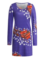 Damen Shift Kleider Lila Jewel Neck Polyester Printed Modern Tube Dress