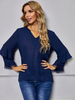 Damen Shirt Königsblau V-Ausschnitt Classic Langarm Polyester Tops