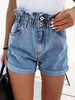 Damen Shorts Blau Straight Zipper Fly Cowboy Denim Shorts