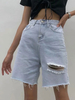 Damen Shorts Hellblau Cowboy Casual Cotton Straight Kurze Jeanshose