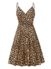 Damen Skater Kleider Leopardenmuster Polyester Träger Hals Leopard Retro Ärmelloses ausgestelltes Kleid