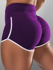 Damen Skinny Shorts Lila Streifen Muster Polyester Sportlich Natürliche Taille Sommer Shorts