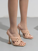 Damen Slipper Aprikose Open Toe Stiletto Absatz Sandalen