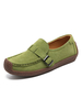 Damen Slipper Grüne Wildleder Leder Runde Zehen Flache Freizeitschuhe