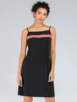 Damen Sommerkleid Riemen Hals rückenfrei schwarz kurz Strand Cami Kleid