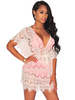 Damen Sommerkleid Weiß V-Ausschnitt Ausschnitt Sheer Midi Short Beach Kleid