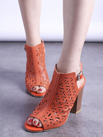 Damen Sommerstiefel PeepToe Cut Out Slingbacks Sandalenstiefel