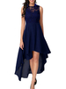 Damen Spitzenkleider Dark Navy Jewel Neck Ärmelloses High Low Design Skater Kleid