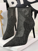 Damen Stiefel Sandale High Heel Stiletto Absatz Mesh Squined Rave Club Stiefeletten