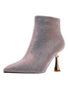 Damen Stiefeletten Blond Micro Wildleder Obere Spitze Zehen Strass Stöckelschuhe