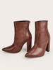 Damen Stiefeletten Braun Leder Pointed Toe Stone Pattern Stiefel