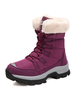Damen Stiefeletten Fuchsia Elastic Fabric Round Toe Flat Mid Calf Schneeschuhe