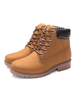 Damen Stiefeletten Gelb PU Leder Runde Zehen Chunky Heel Martin Stiefel