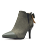 Damen Stiefeletten Kitten Heel Booties Jäger Grün Spitzschuh Booties