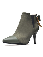 Damen Stiefeletten Kitten Heel Booties Jäger Grün Spitzschuh Booties
