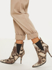 Damen Stiefeletten Leder Deep Apricot Pointed Toe Textil Pu Rubber Damen Short Boots