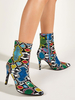 Damen Stiefeletten Leder Python Pointed Toe Stiletto Absatz Stiefel