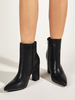 Damen Stiefeletten Leder schwarz spitze quadratische Zehenstiefel