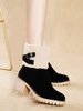 Damen Stiefeletten Micro Wildleder Upper Black Round Toe Schuhe
