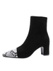 Damen Stiefeletten mit dickem Absatz und spitz zulaufendem Schlangenmuster 2;4 "Stiefeletten