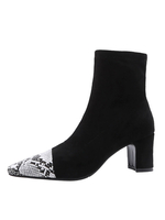 Damen Stiefeletten mit dickem Absatz und spitz zulaufendem Schlangenmuster 2;4 "Stiefeletten
