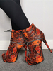 Damen Stiefeletten Orange Rot PU-Leder Spitzschuh-Schlange-Muster Heel 5;5\