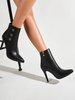 Damen Stiefeletten Patent Upper Black Pointed Toe Stiletto Stiefel