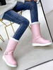 Damen Stiefeletten Pink PU Leder Round Toe Wedge Heel