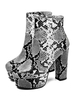 Damen Stiefeletten Plateau Blockabsatz Schlangendruck Hellgrau Runde Kappe 4;7 "Booties