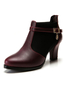 Damen Stiefeletten PU Leder Burgund Metall Details Runde Zehen 2;8 "Stiefel