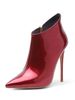 Damen Stiefeletten PU Leder Burgund Spitze Zehen Stiletto Absatz High Heel Stiefel