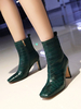 Damen Stiefeletten PU Leder Green Square Toe Stöckelschuhe