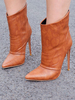 Damen Stiefeletten PU Leder Kaffee Braun Spitze Zehen Stiletto Absatz Stiefeletten