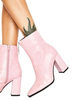 Damen Stiefeletten PU Leder Pink Pointed Toe Steinmuster Zip Up High Heel Booties