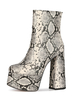 Damen Stiefeletten PU Leder Python Print Round Toe Chunky Heel Platform Stiefel