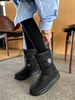 Damen Stiefeletten PU Leder Schwarz Round Toe Snow Boot