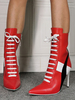Damen Stiefeletten PU Leder Ture Red Pointed Toe Kurze Stiefeletten