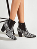 Damen Stiefeletten Python Leder Pointed Square Toe Serpentine Booties