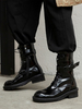 Damen Stiefeletten Rindsleder Schwarz Runde Zehen Puppy Heel Style Stiefeletten