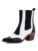 Damen Stiefeletten Rindsleder schwarzer spitzer Zeh Mid Slip-On spitzer Zeh