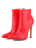 Damen Stiefeletten Rot Spitz Stöckelabsatz Zip Up Booties High Heel Stiefel