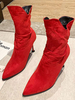 Damen Stiefeletten Roter elastischer Stoff Spitzspitze Stöckelabsatz 3;5 "Stiefeletten Herbst Winter
